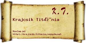 Krajcsik Titánia névjegykártya